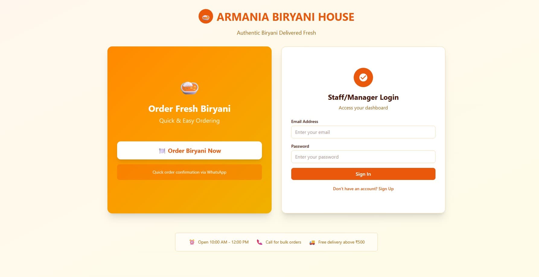 Biryani Order & Sales Management