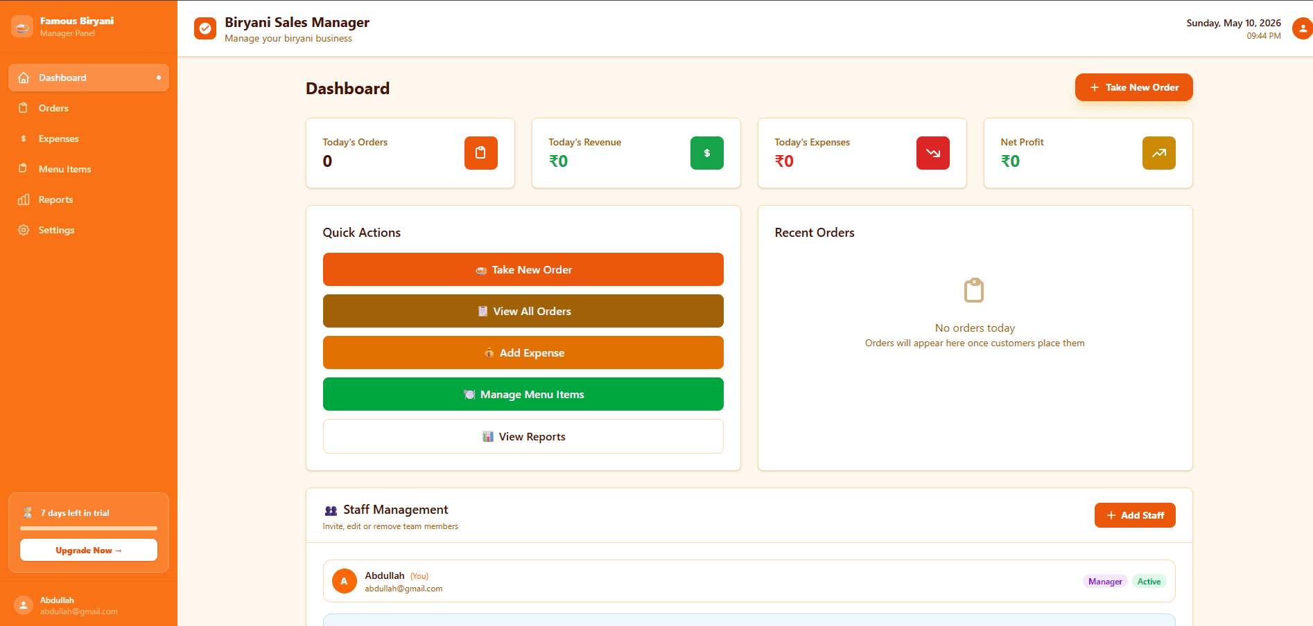 Biryani Order & Management System